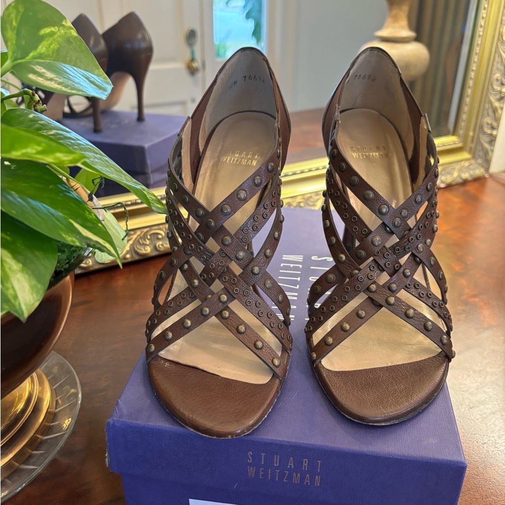 Stuart Weitzman Brown Strappy Sandals